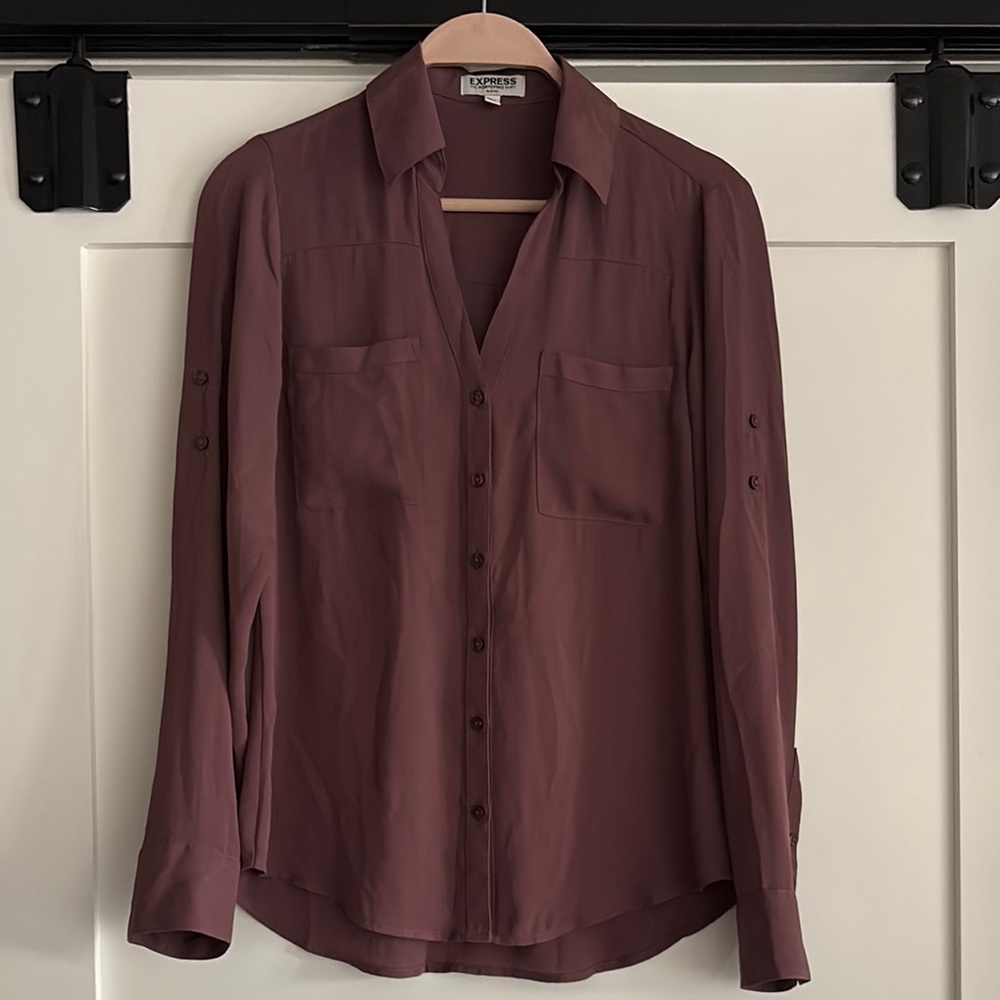 Express Plum Button-Up Shirt